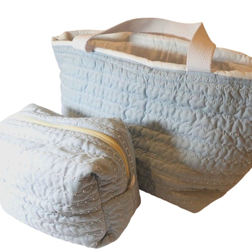 Summer bLUES /  blue ticking tote n boxy set
